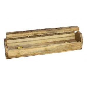 Caja para quemar y guardar inciensos madera clara 30cm