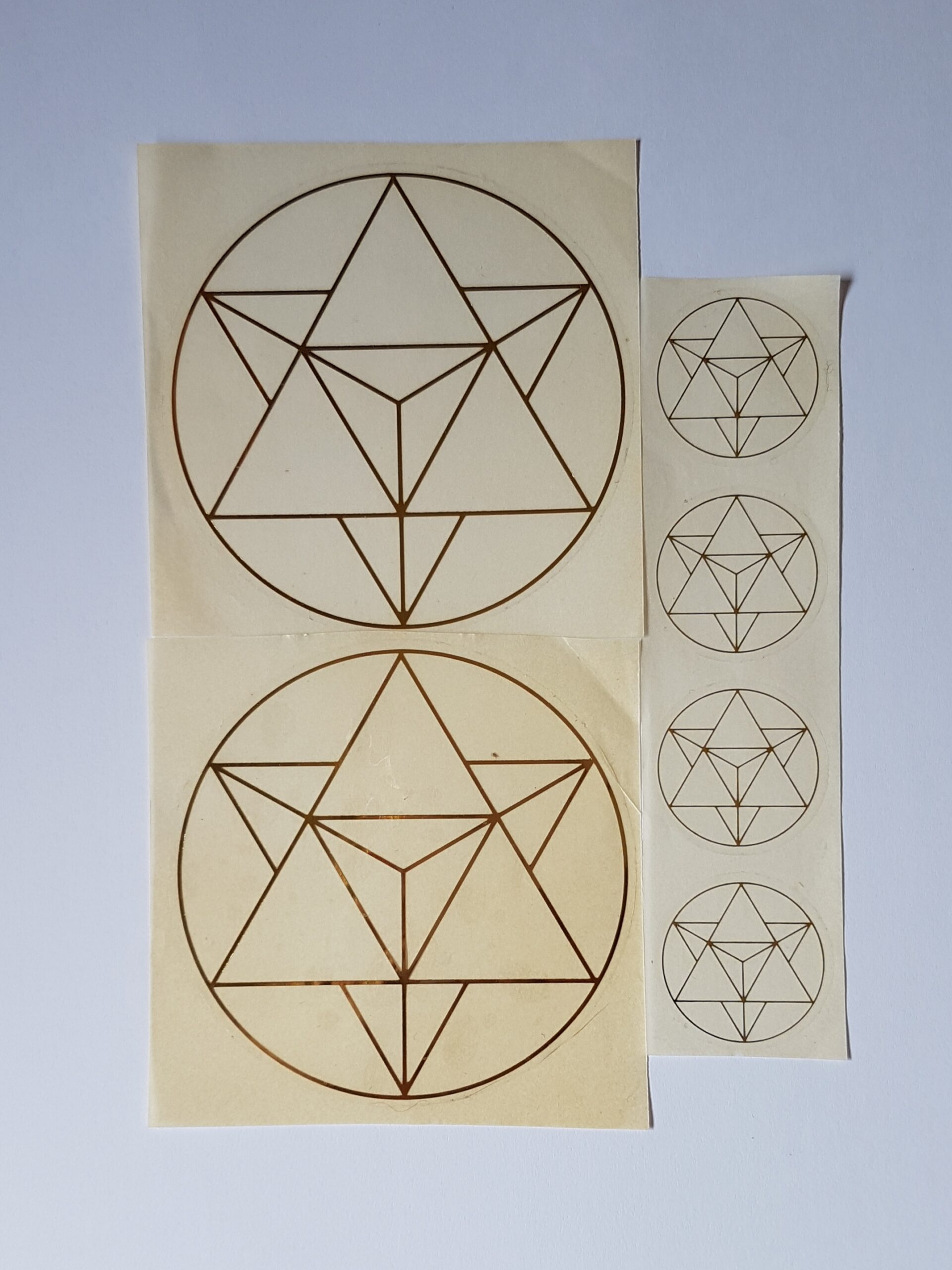 Pegatinas Merkabah Oro 8cm y 3cm