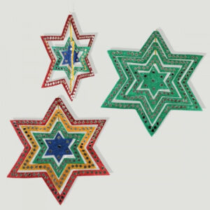 Movil Estrella Madera En Mosaico 30cm