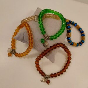 Pulsera cristal 8mm con dije-elije color