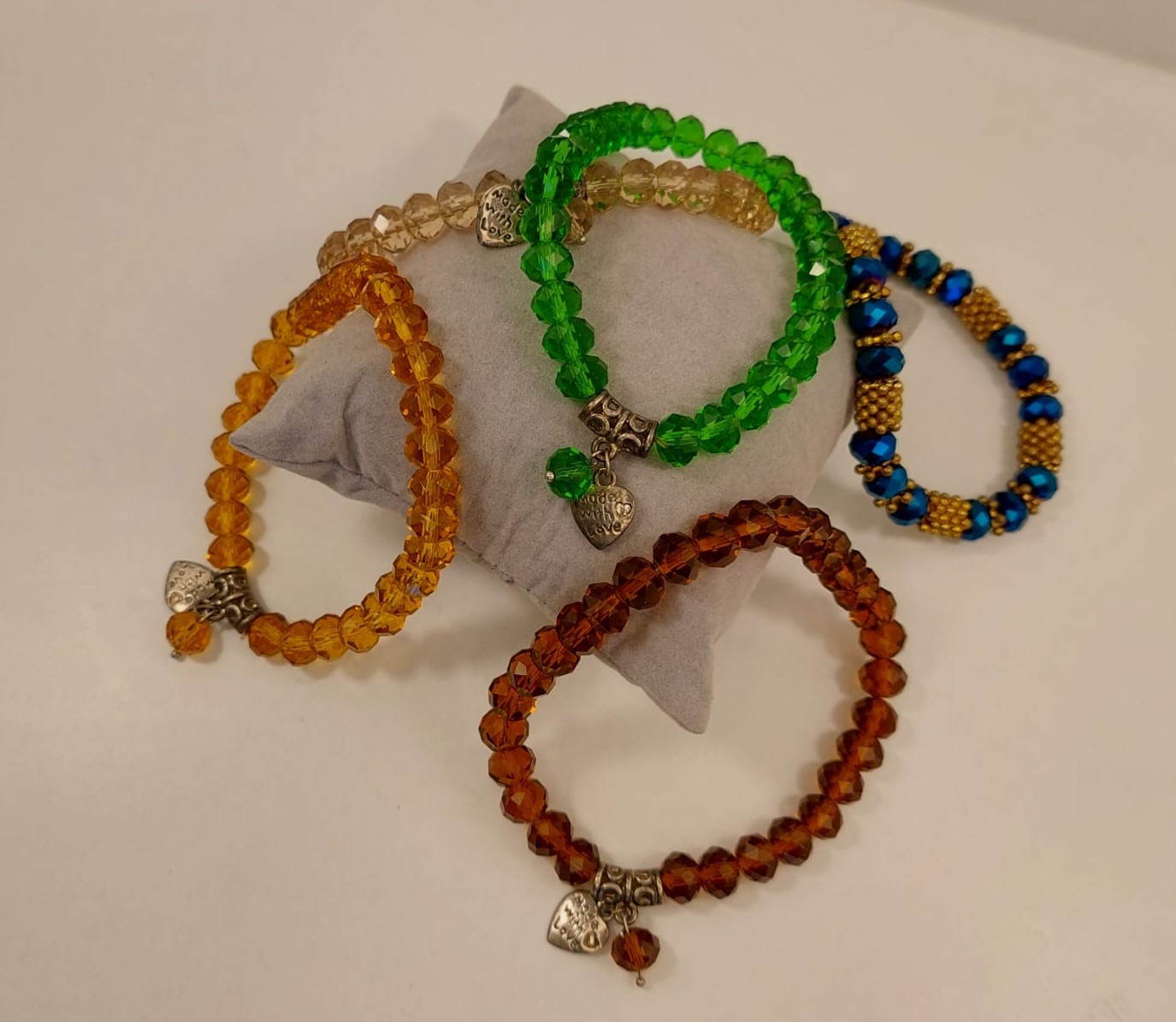 Pulsera cristal 8mm con dije-elije color