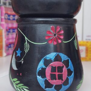 Quemador de aceite estealita Negro y flo
