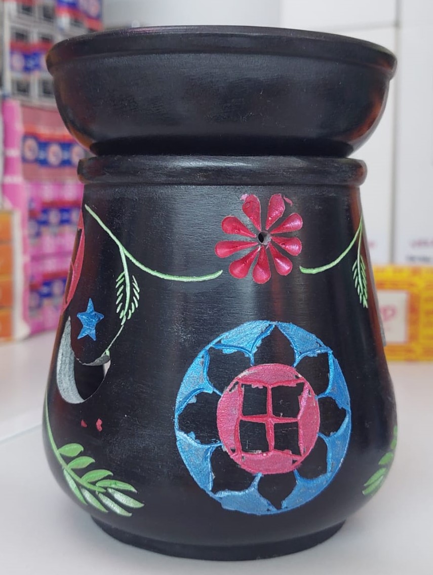 Quemador de aceite estealita Negro y flo