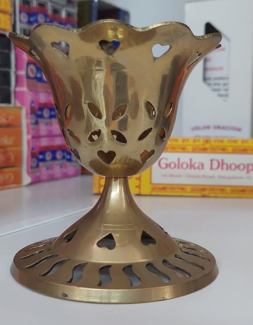 Quemador incienso flor bronce 9*8cm