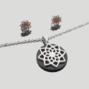 Colgante y Pendientes Acero Estrella 8 Puntas