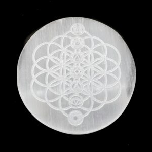 Placa Grabada Selenita 7 Chacras 7cm