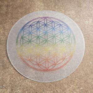 Posavasos Flor De La Vida Arco Iris Plastico (Venta Unitaria)