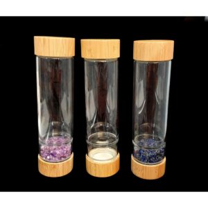 Botella Vidrio Doble Cámara Bambú 450ml + Minerales Surtidos 140g