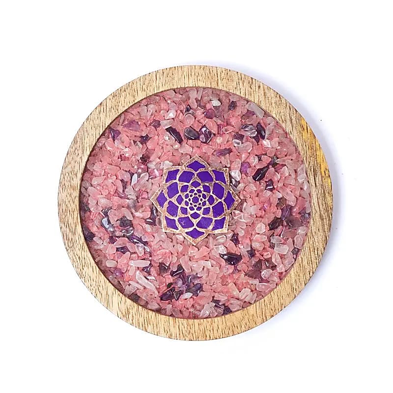 Posavasos Cuarzo Rosa Amatista 10x1,5 cm