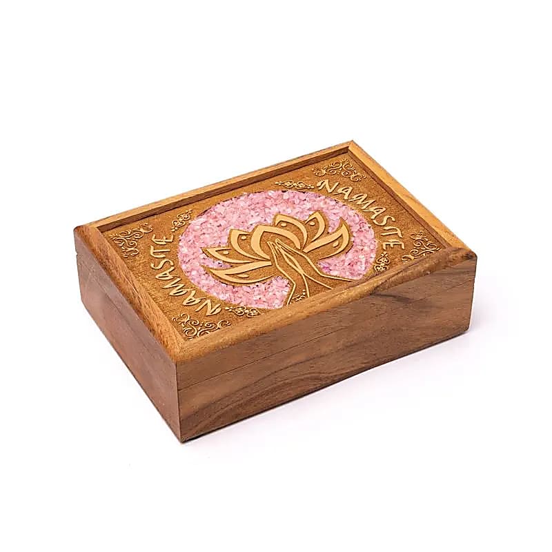 Caja Cuarzo Rosa Namaste 18x12x5 cm