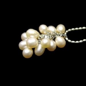 Perla Plata Colgante Racimo 4cm
